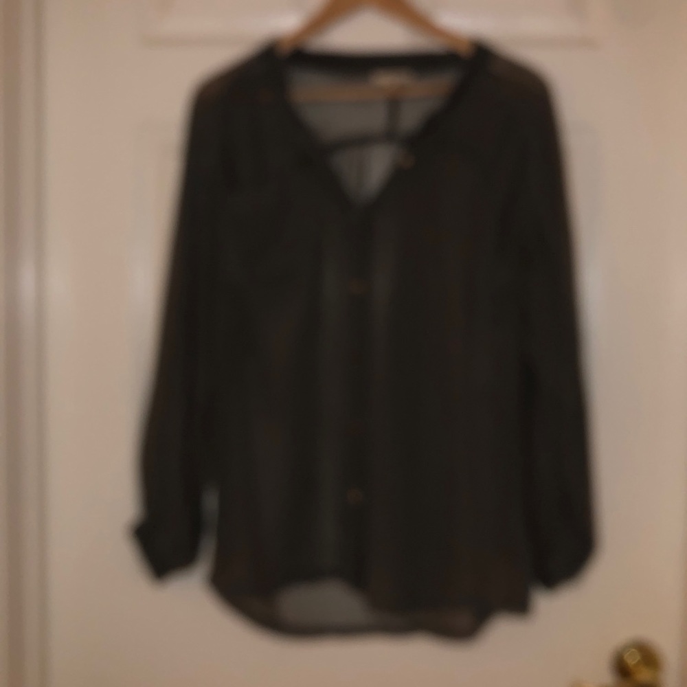 Green sheer dress blouse
